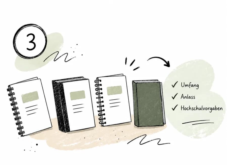 Illustration verschiedener Bindungsarten für Abschlussarbeiten
